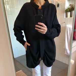 Amelia Toro Black/Navy Colorblocked Wool Topper